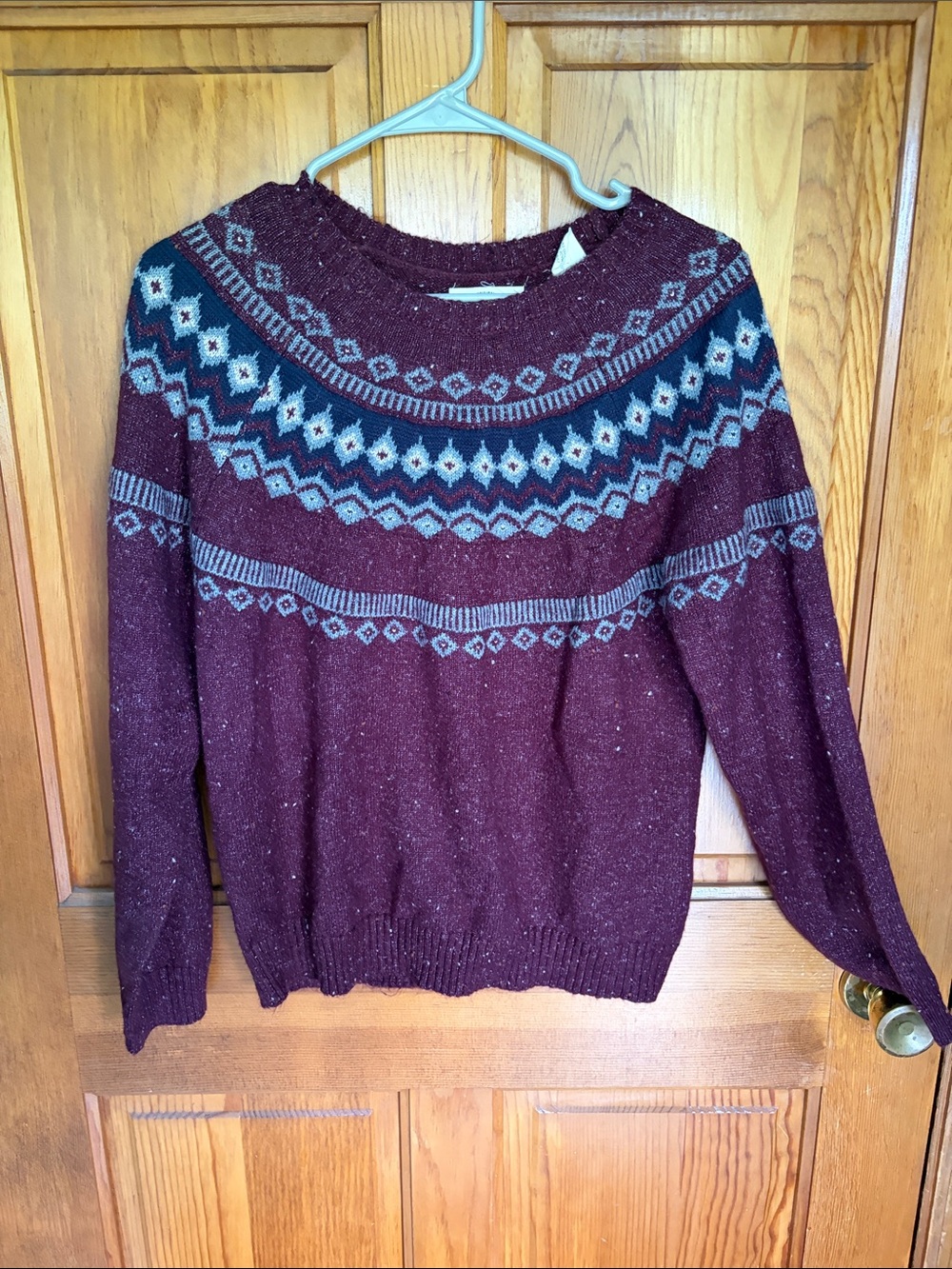 Weatherproof Maroon Fair Isle Crewneck Sweater